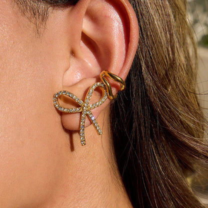 [GALE]Dannah Diamond Bow Tie Earrings