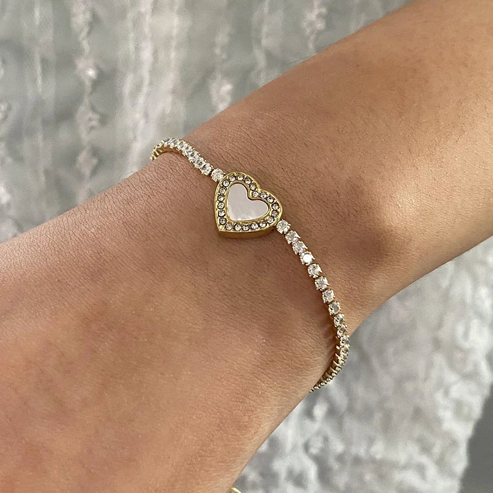[GALE]Cameron Diamond Heart Tennis Bracelet