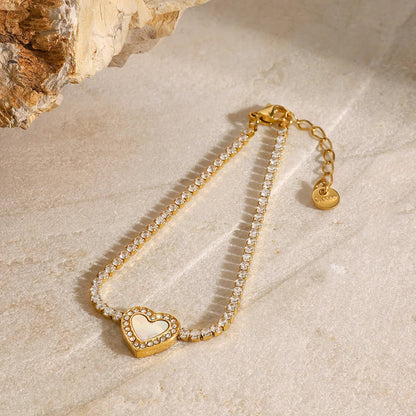 [GALE]Cameron Diamond Heart Tennis Bracelet