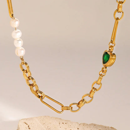 [GALE]Maddison Pearl Chain Gold Necklace