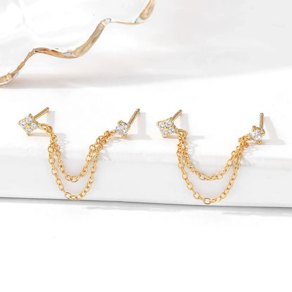 [GALE]Kendall Diamond Chain Stud