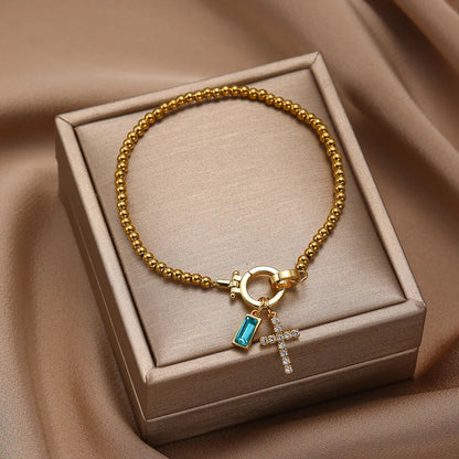 [GALE]Amalia Birthstone Cross Bracelet