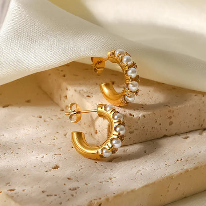 [GALE]Irene Pearl Hoop Earrings