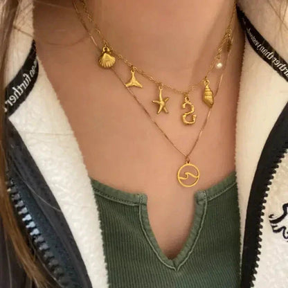 [GALE]Avaria Ocean Initial Necklace