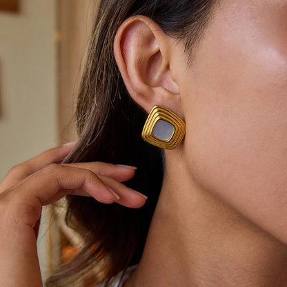 [GALE]Sylvie Geometric Gold Earrings