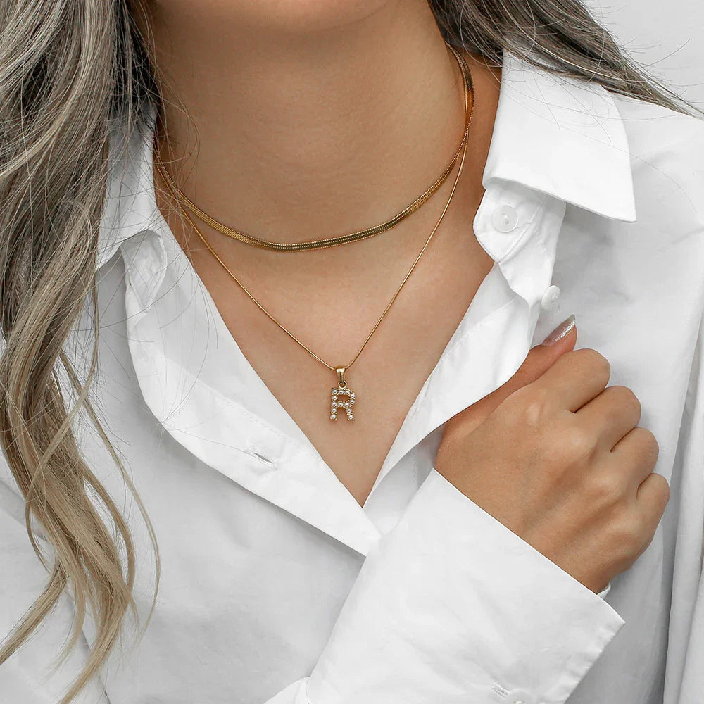 [GALE]Fiona Layered Gold Initial Letter Necklace