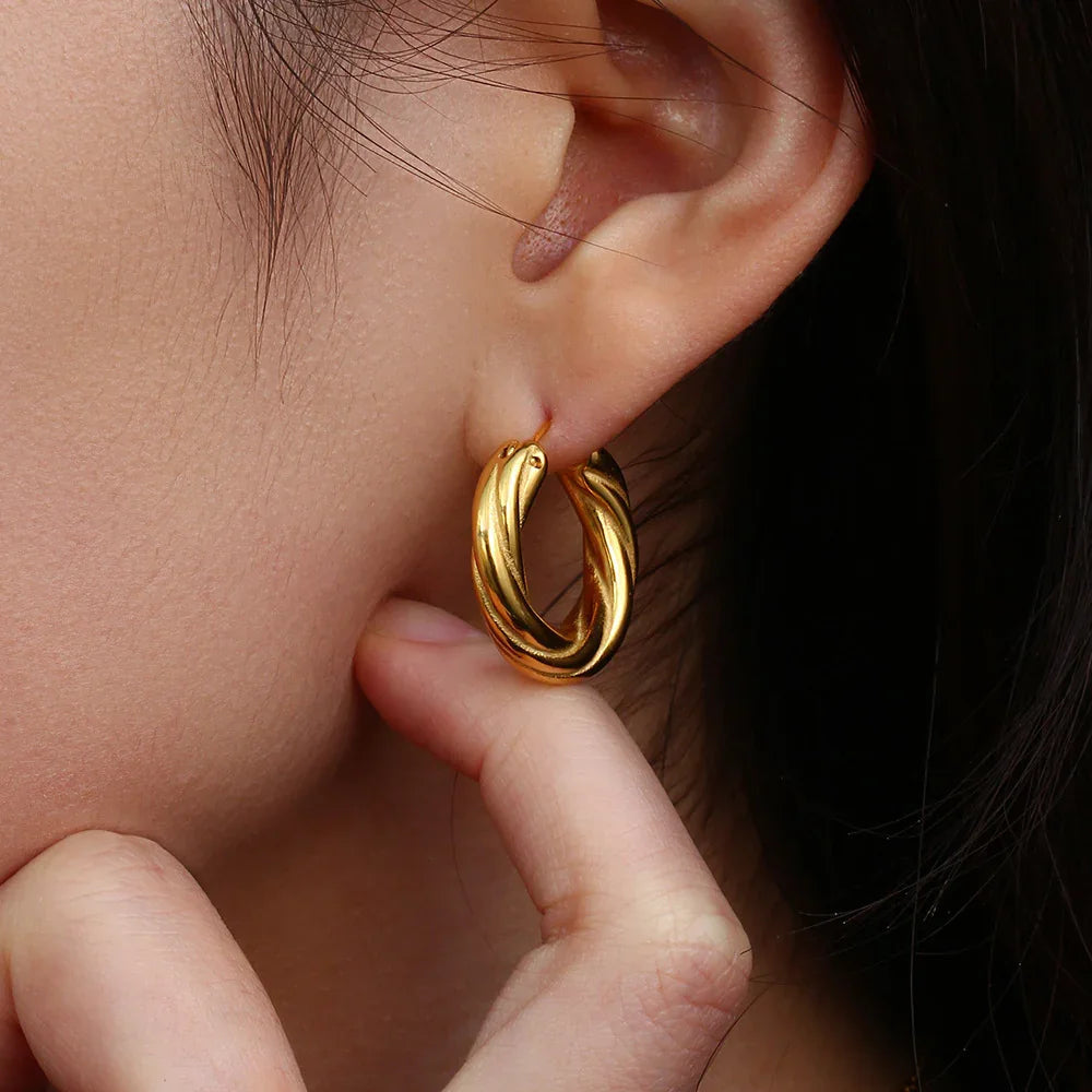 [GALE]Denisse Twisted Hoop Earrings