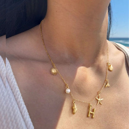 [GALE]Avaria Ocean Initial Necklace