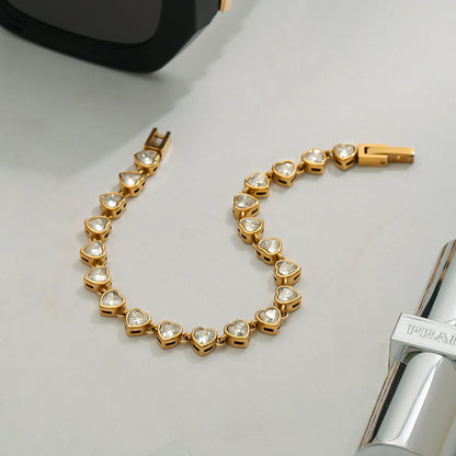 [GALE]Romani Heart Shaped Tennis Bracelet