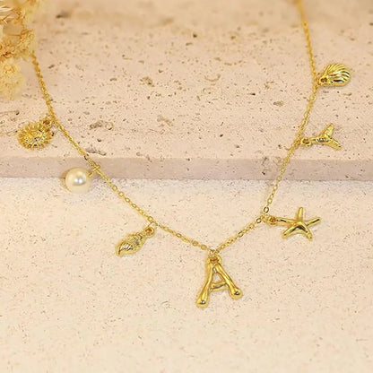 [GALE]Avaria Ocean Initial Necklace