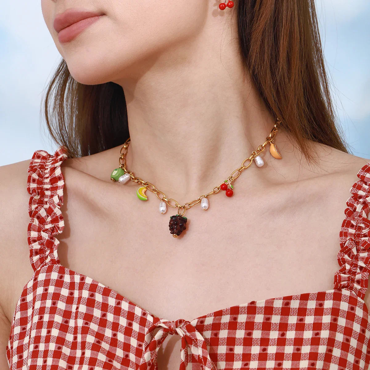 [GALE]Michelle Fruit Charm Gold Necklace