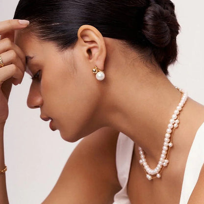 [GALE]Nautica Dome Pearl Earrings
