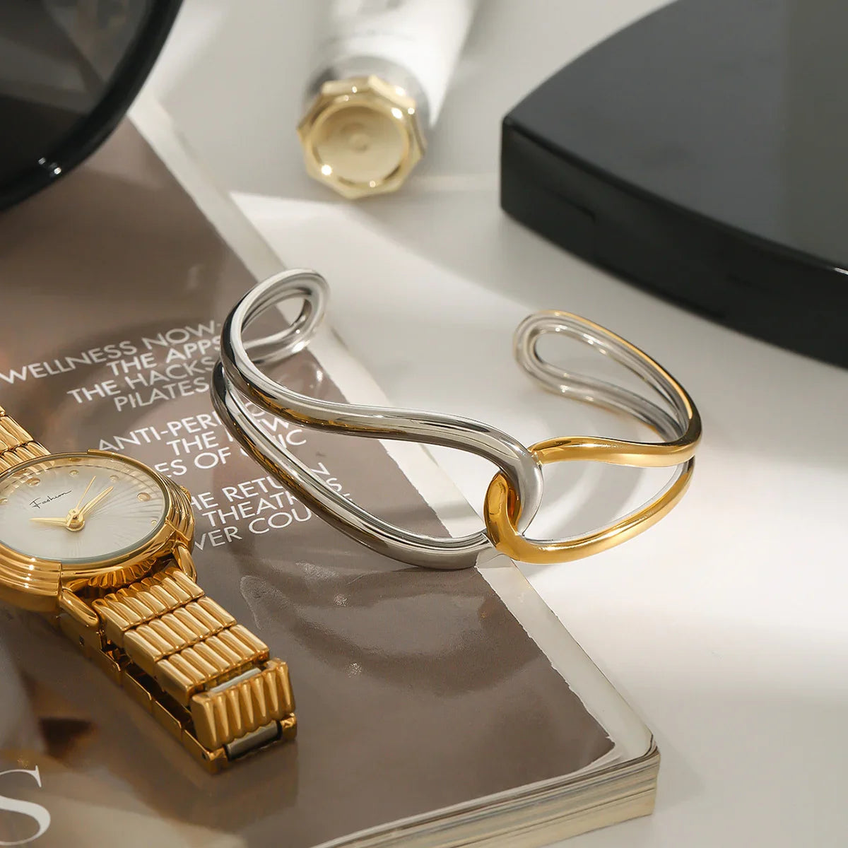[GALE]Noria Two Tone Gold Bangle