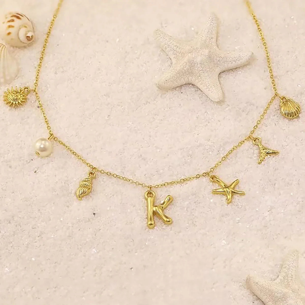 [GALE]Avaria Ocean Initial Necklace