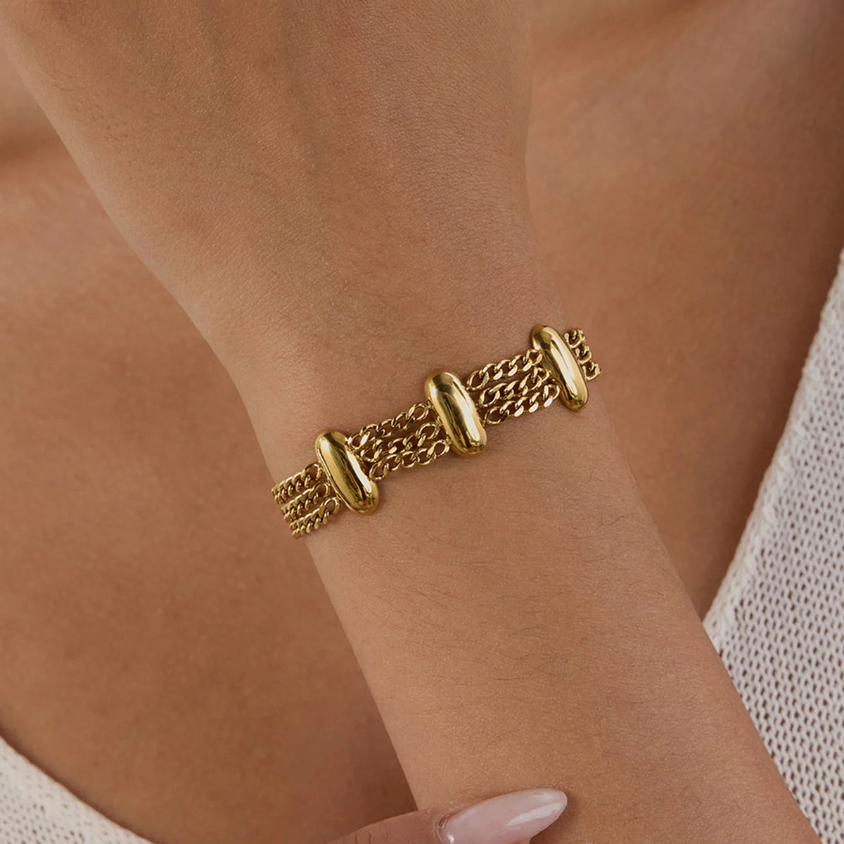 [GALE]Kathleen Layered Chain Gold Bracelet