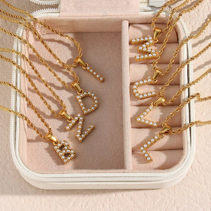 [GALE]Elodie Initial Letter Pearl Necklace