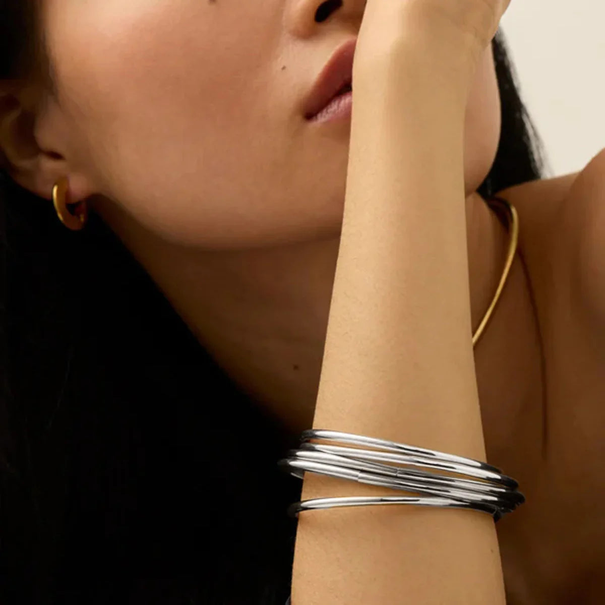 [GALE]Shannon Gold Bangle Set