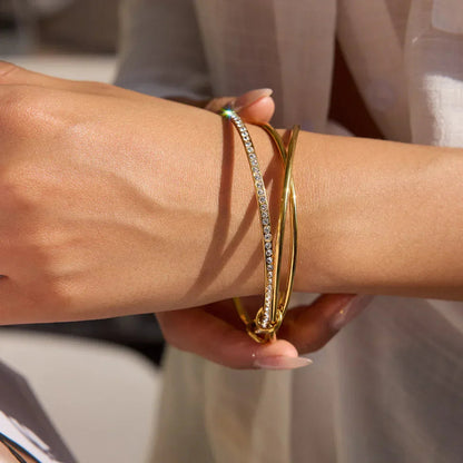 [GALE]Quinley Stacked Diamond Bracelet
