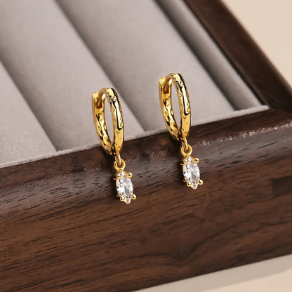[GALE]Shayla Hammered Diamond Hoops
