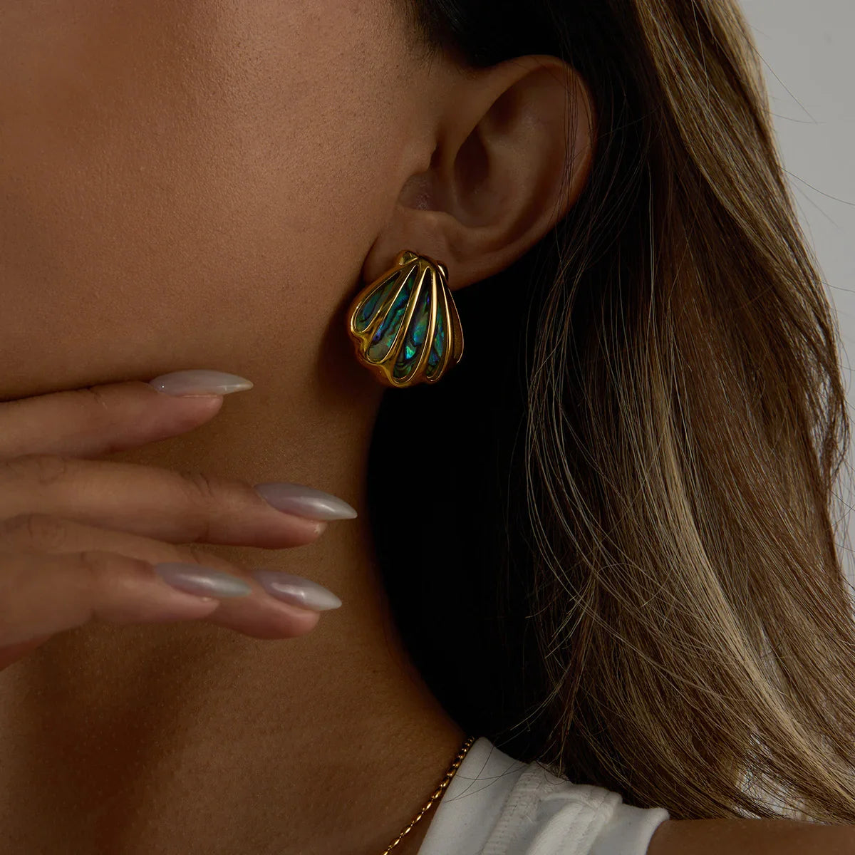 [GALE]Nixie Gold Seashell Earrings