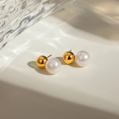 [GALE]Nautica Dome Pearl Earrings