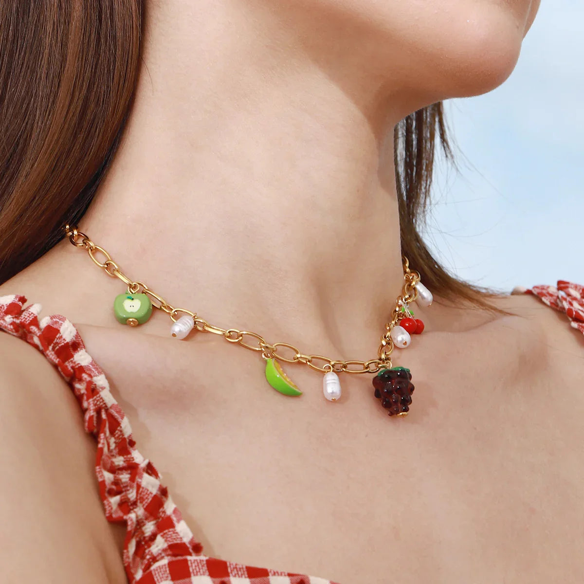 [GALE]Michelle Fruit Charm Gold Necklace