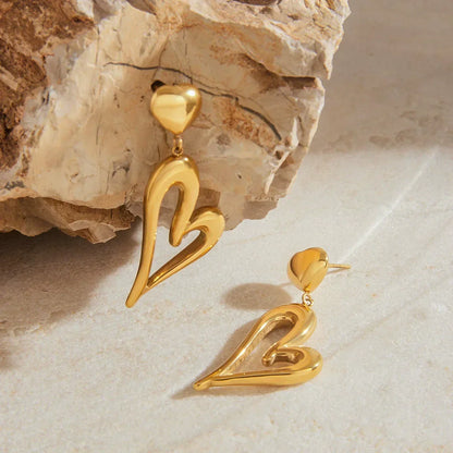 [GALE]Venus Gold Heart Earrings