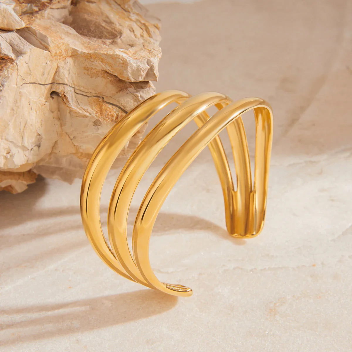 [GALE]Meredith Triple Layer Gold Bangle