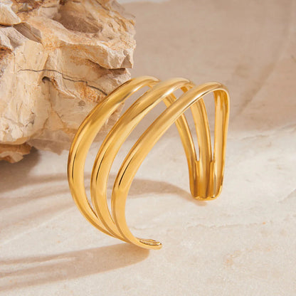 [GALE]Meredith Triple Layer Gold Bangle