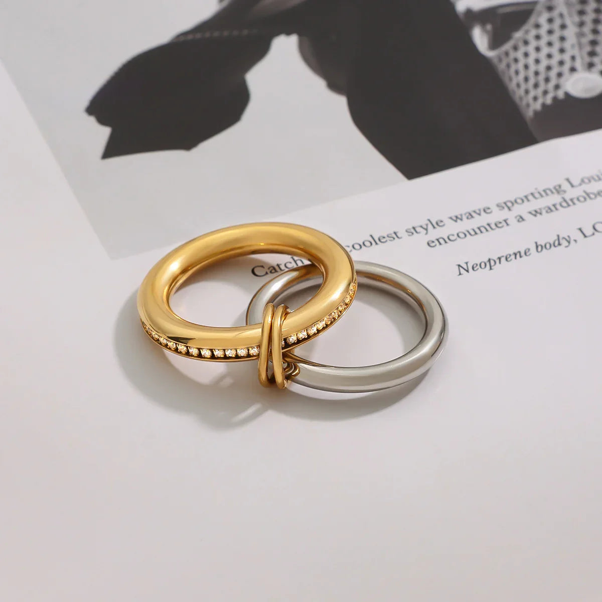 [GALE]Claire Two Tone Ring Stack
