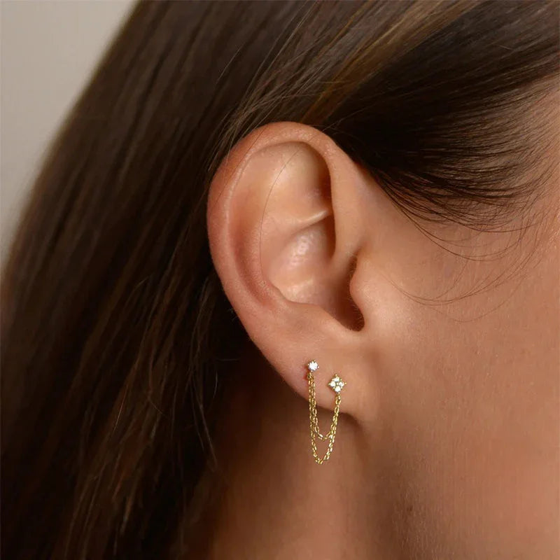[GALE]Kendall Diamond Chain Stud