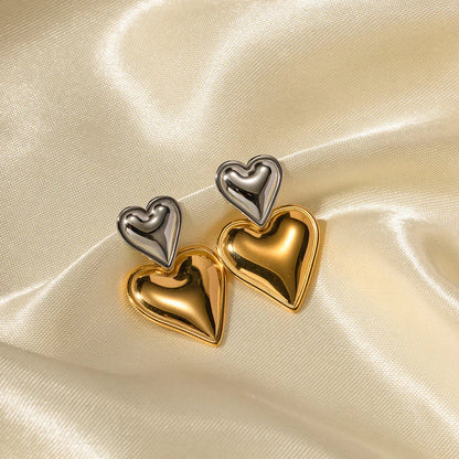 [GALE]Zofia Two Tone Heart Earrings