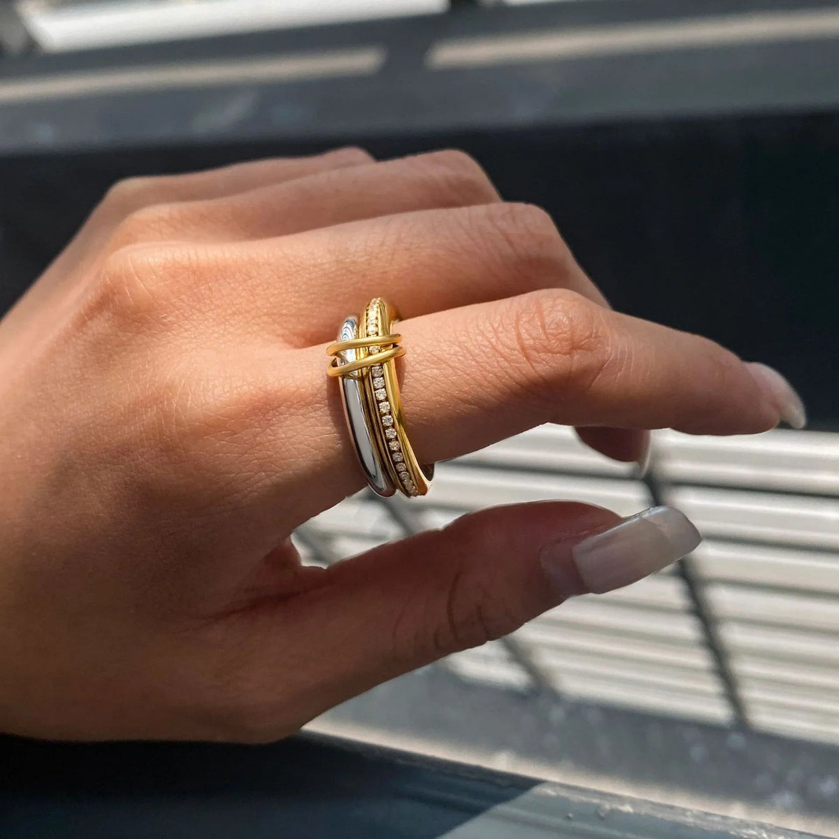 [GALE]Claire Two Tone Ring Stack