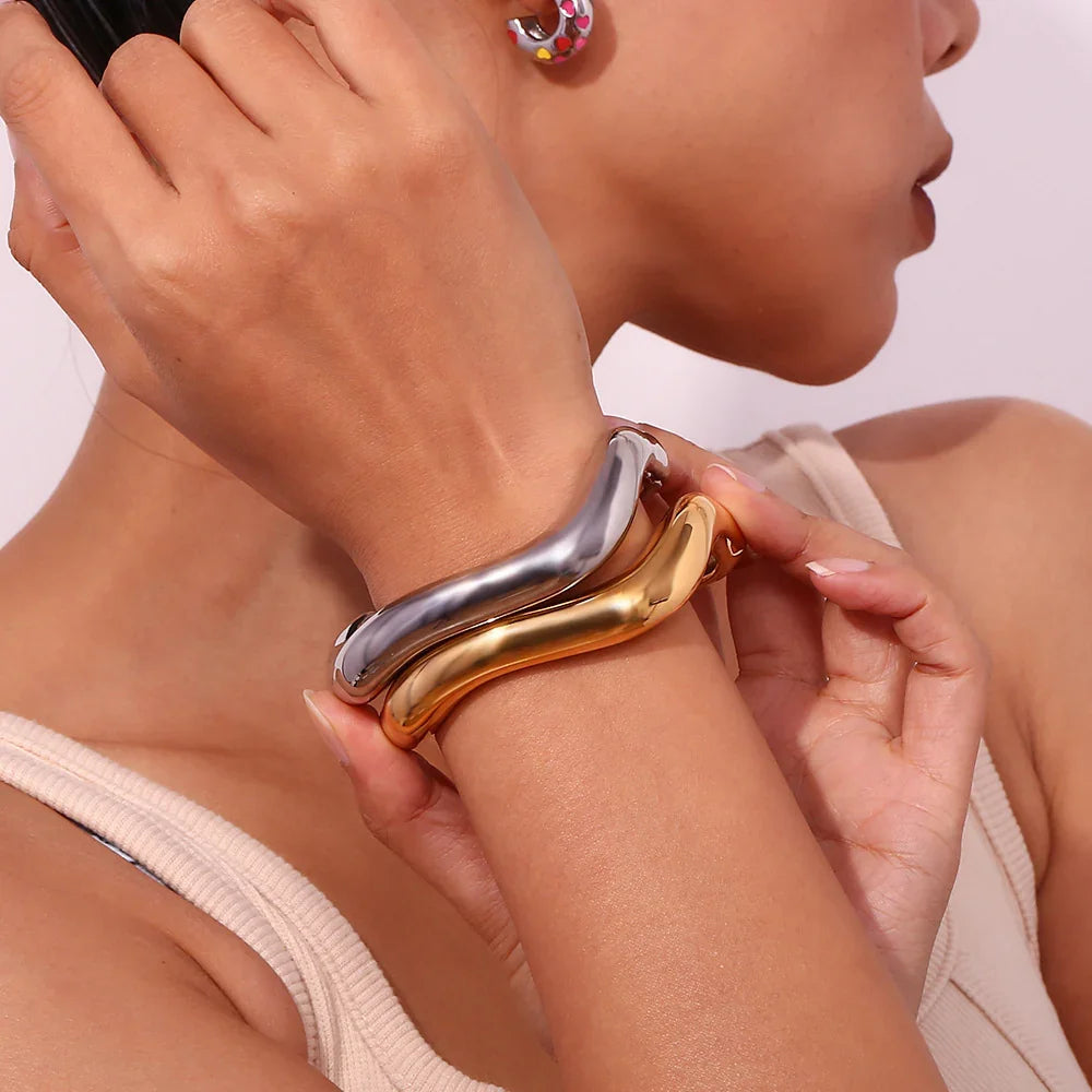 [GALE]Zaria Asymmetrical Gold Bangle