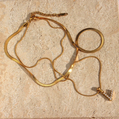 [GALE]Fiona Layered Gold Initial Letter Necklace