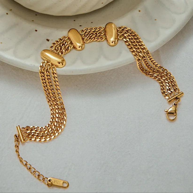 [GALE]Kathleen Layered Chain Gold Bracelet