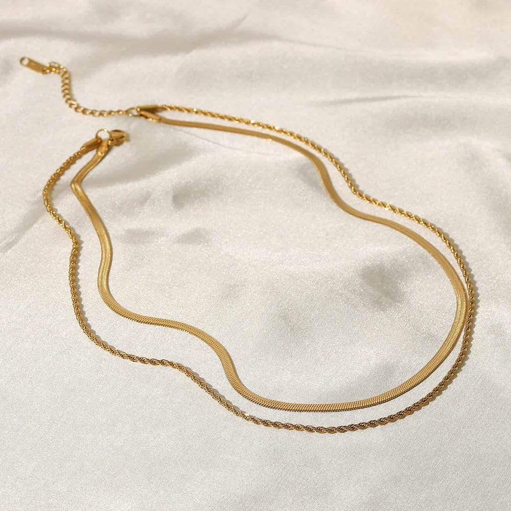 [GALE]Hailey Layered Gold Chain Necklace