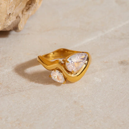 [GALE]Soletta Diamond Teardrop Gold Ring