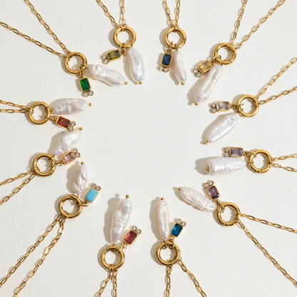 [GALE]Caitlin Birthstone Pearl Necklace