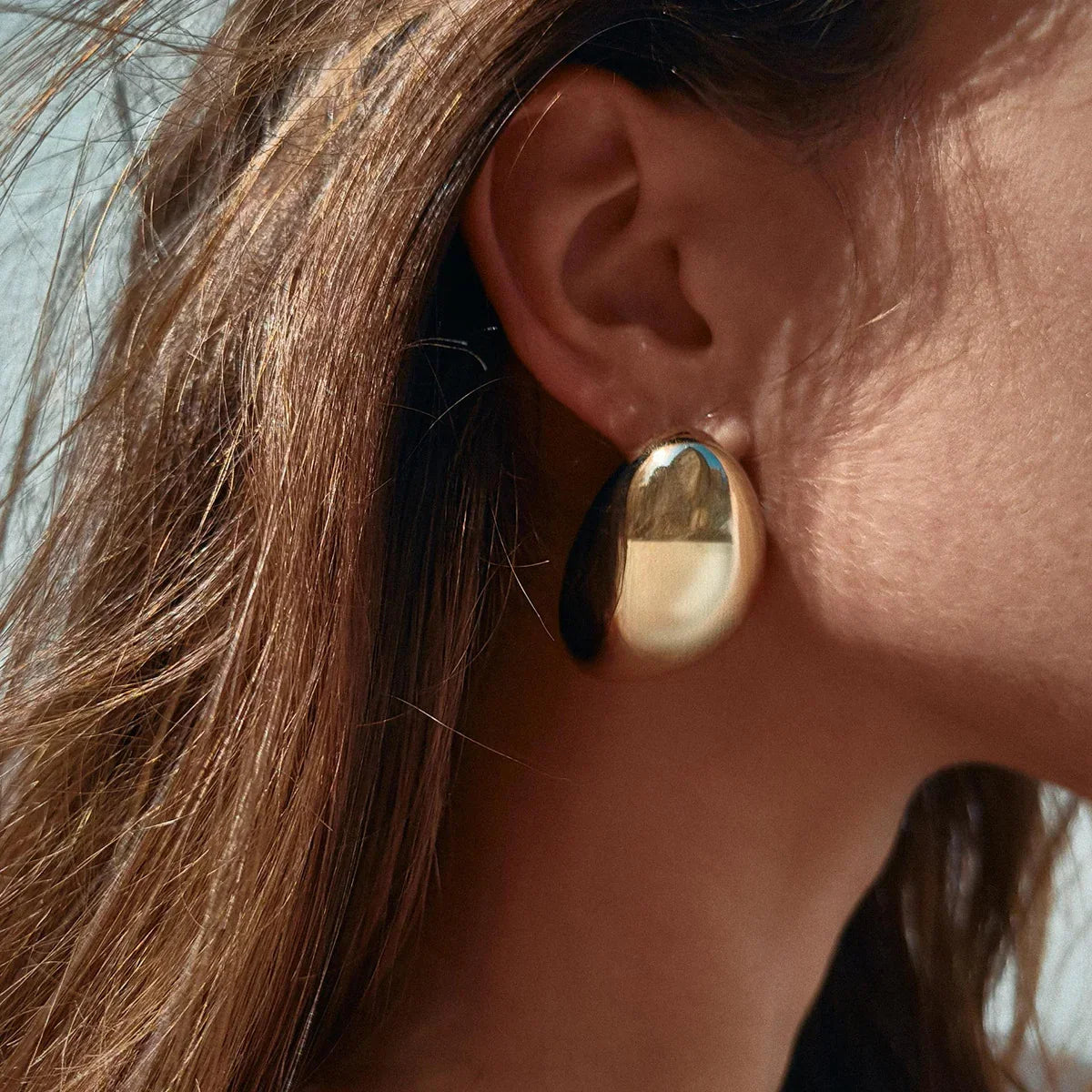 [GALE]Carrie Chunky Bean Gold Earrings