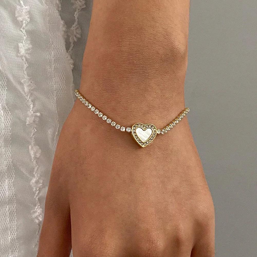 [GALE]Cameron Diamond Heart Tennis Bracelet