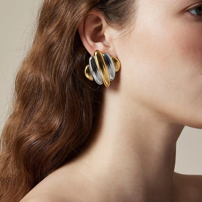 [GALE]Maxine Rippled Gold Earrings