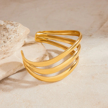 [GALE]Meredith Triple Layer Gold Bangle