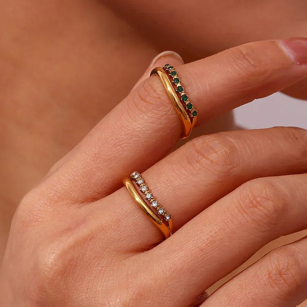 [GALE]Adeline Diamond Simulant Gold Ring
