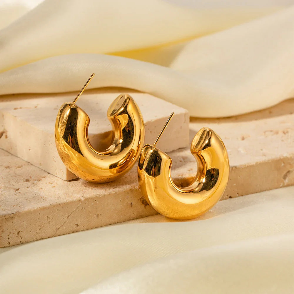 [GALE]Natalia Chunky Gold Hoops