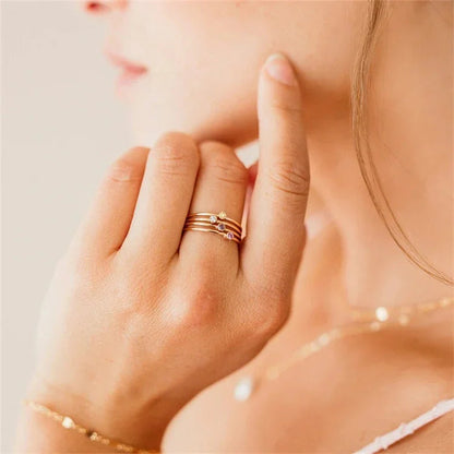 [GALE]Amelia Birthstone Stacker Ring