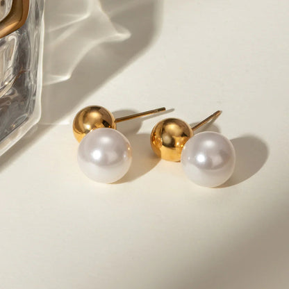 [GALE]Nautica Dome Pearl Earrings