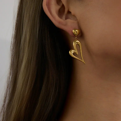 [GALE]Venus Gold Heart Earrings