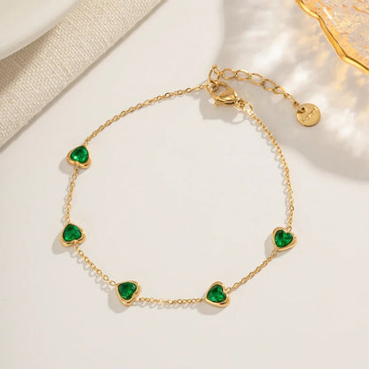 [GALE]Francia Green Heart Bracelet