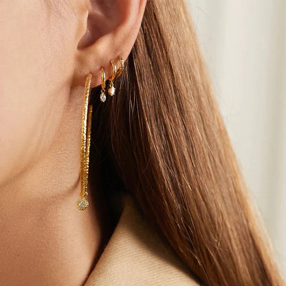 [GALE]Shayla Hammered Diamond Hoops
